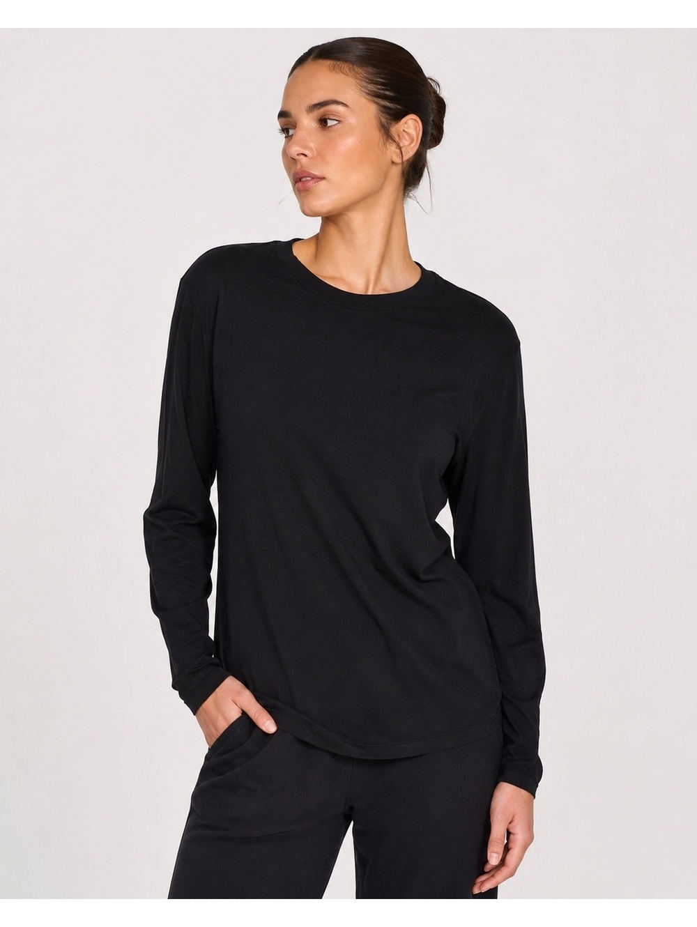 SKIMS Women’s Black Long Sleeve Crew Neck Modal Blend Stretch Top XL